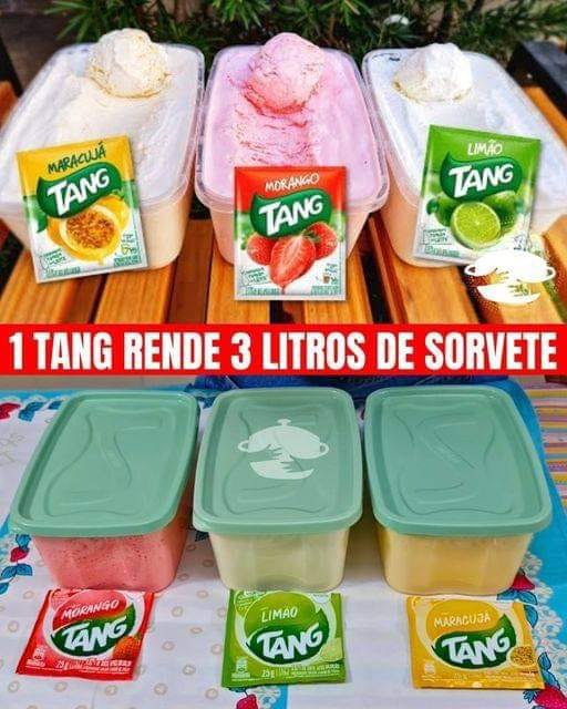 Sorvete caseiro com Tang