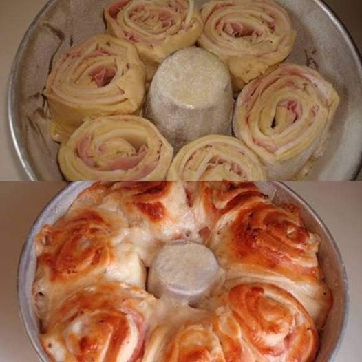 Rosca de presunto e queijo