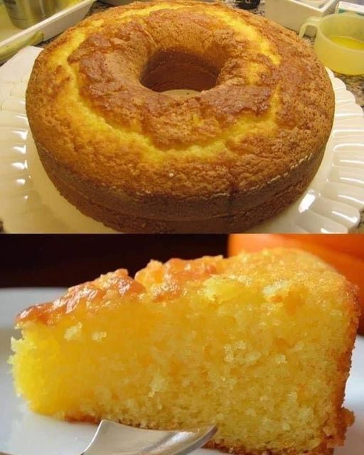 Bolo de Fubá com Suco de Laranja